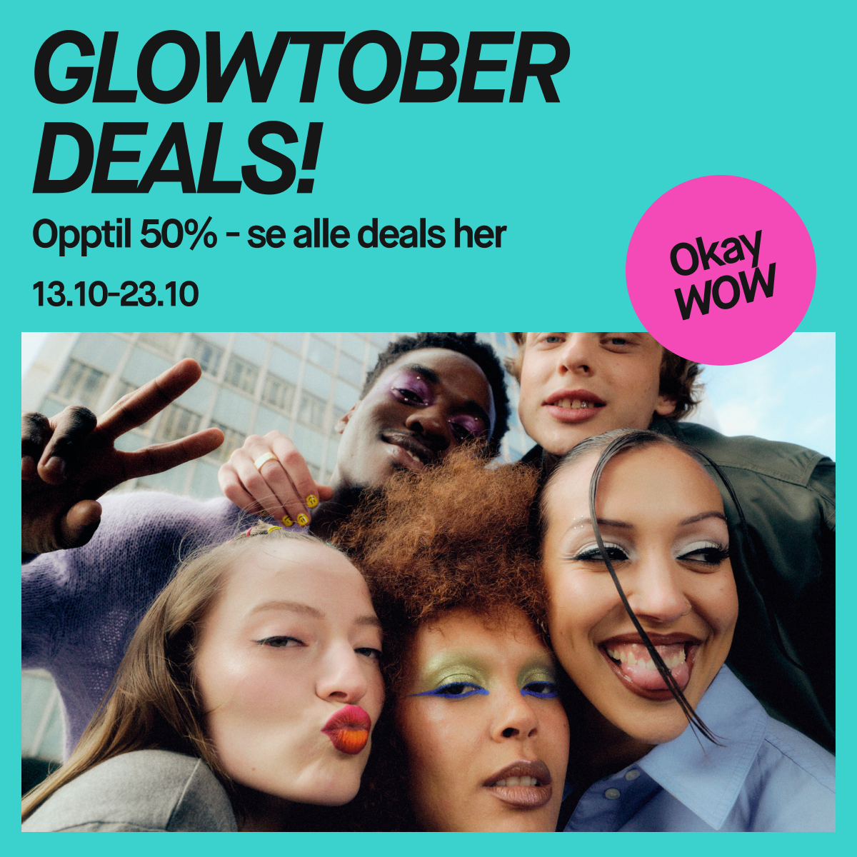 en gjeg glade mennesker som feirer glowtopber hos kicks