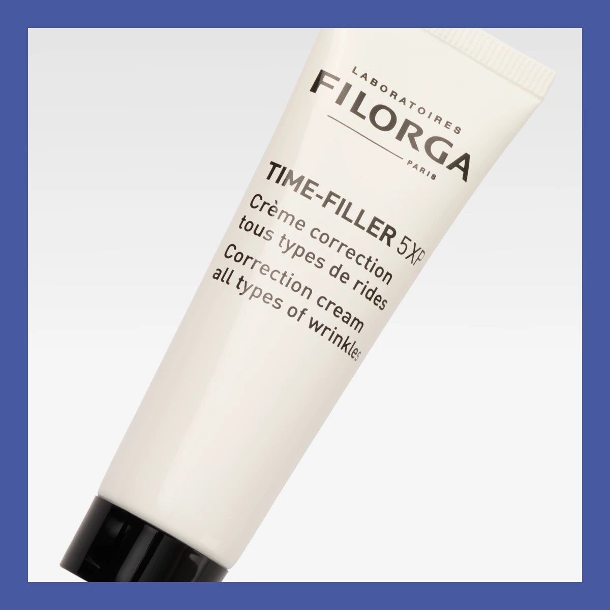 Filorga Time-Filler -korrigeringskräm i vit tub med svart kork.