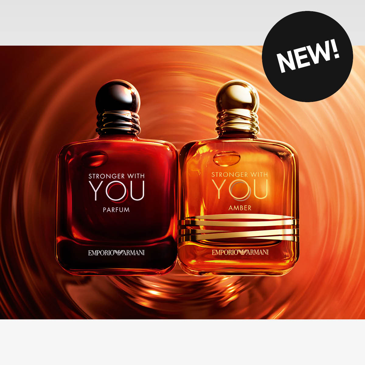 Emporio Armani Stronger With You Parfum ja Amber, miesten hajuvesiuutuus, tyylikäs lahjavinkki