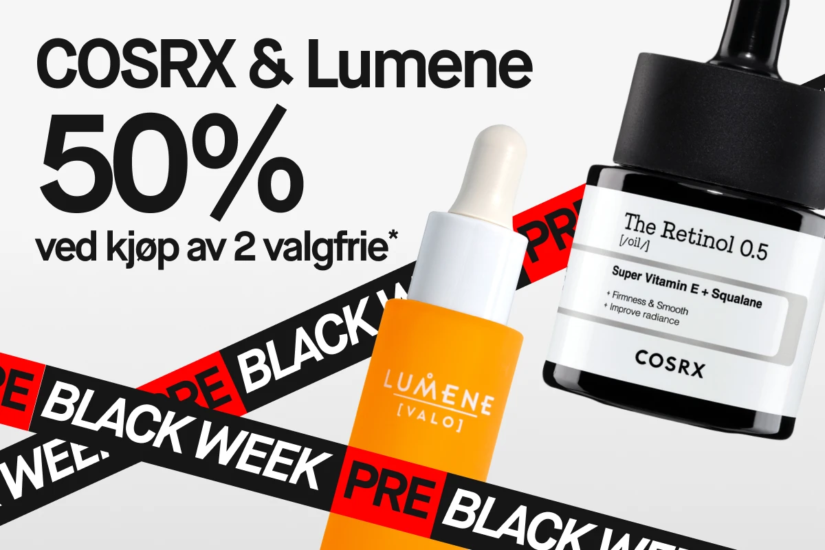 COSRX og Lumene med 50% rabatt ved kjøp av to. Pre-Black Week-kampanje.