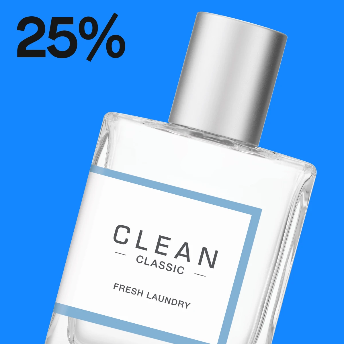Clean Classic Fresh Laundry parfymeflaske med teksten 20% rabatt.