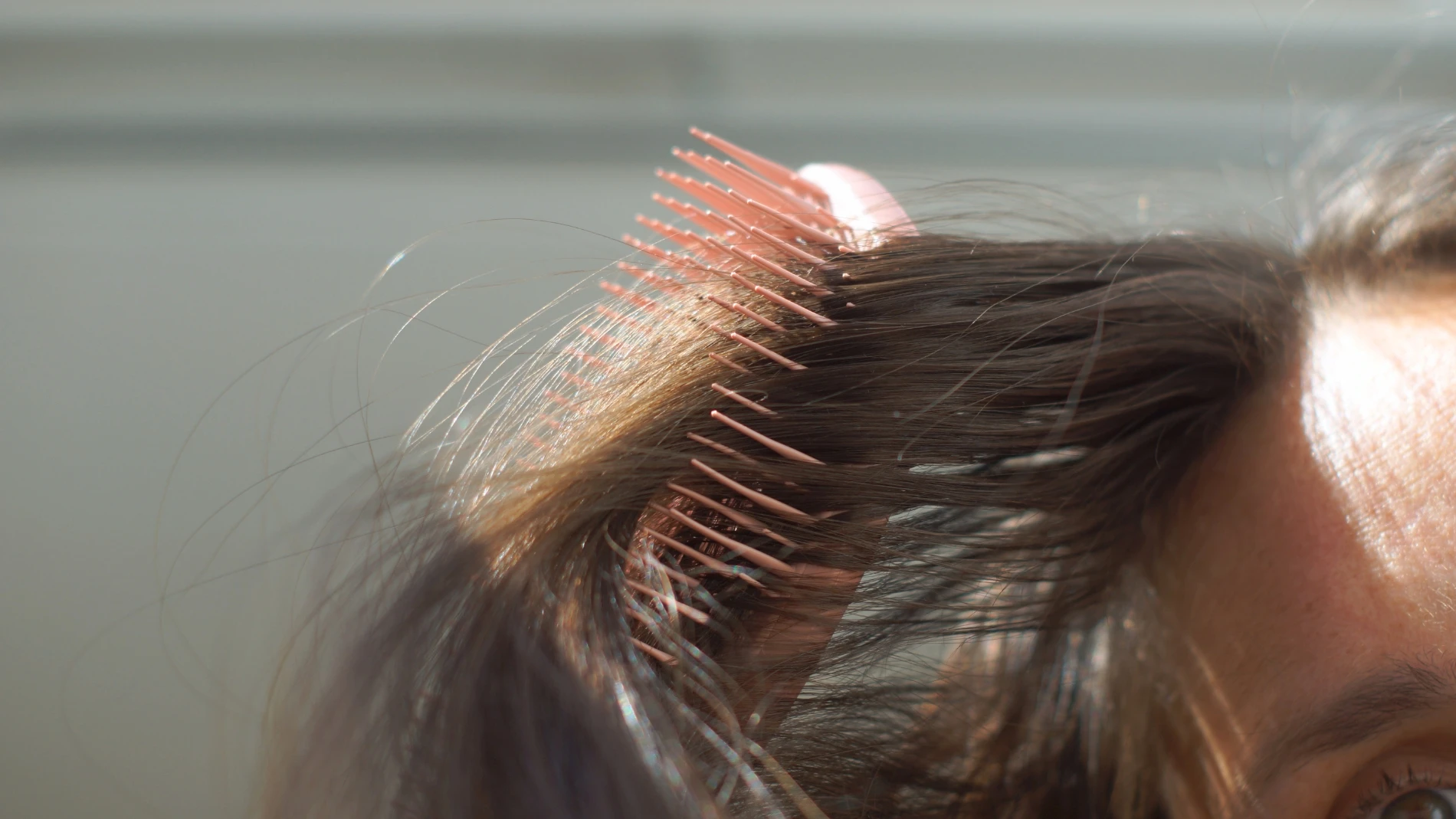 Billede af hårbørste fra tangle teezer, der børster hår