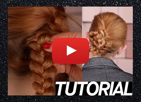 En tutorial som visar hur man gör en flätad håruppsättning, med närbilder på flätning och den färdiga frisyren.