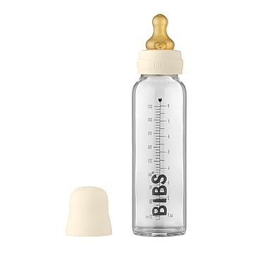 BIBS Baby Glass Bottle Complete Set Latex Ivory 225 ml