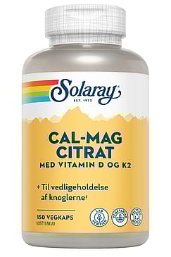 Solaray Cal-Mag Citrat med vitamin D og K2 150 kaps.