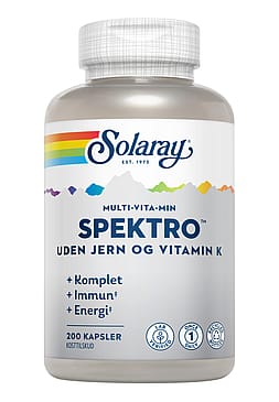 Solaray Spektro Multi-Vita-Min u/jern og vitamin K 200 kaps.