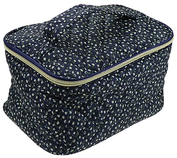 Senze Toilettaske med Blomsterprint Navy Firkantet