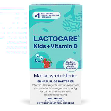 Lactocare Kids Mælkesyrebakterier + Vitamin D 30 Tyggetabletter