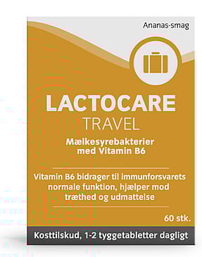 Lactocare Travel Mælkesyrebakterier med B6 60 Tyggetabletter