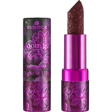 Essence in the bloom'light satin lipstick 01 Kisses At Midnight