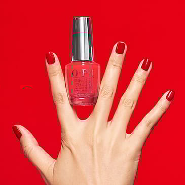 OPI Infinite Shine Neglelak Left Your Texts On Red