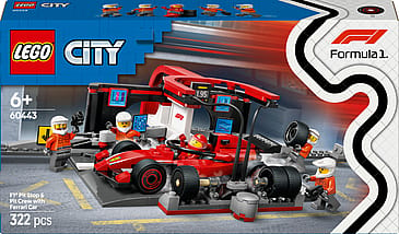 Lego City F1 Pitstop og Pitcrew med Ferrari Bil 60443