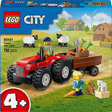 Lego City Rød Traktor med Anhænger og Får Legetøj 60461