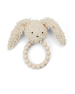 SMALLSTUFF Rattle Dog Silicone Ring Off. White Bouclé