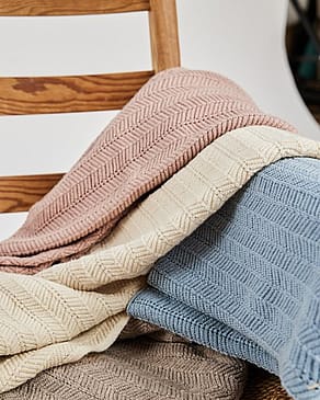 SMALLSTUFF Baby Blanket Fishbone Merino Wool Soft blue