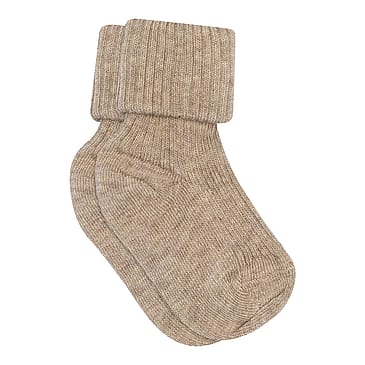 MPkids Bomuld Rib Baby Strømpe Light Brown Melange (489) 17/18