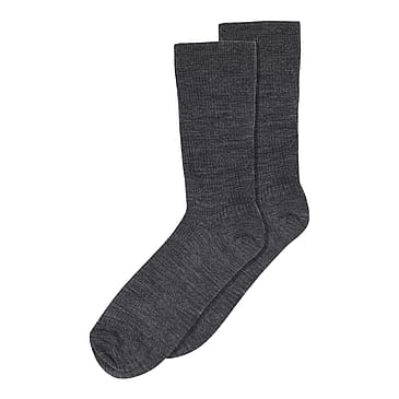 mp Woman Fine Uld Rib Strømper Dark Grey Melange 37-39