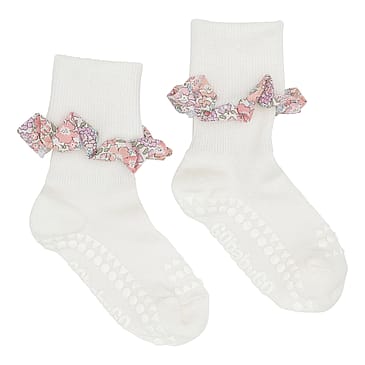 GoBabyGo Skridsikre Strømper Bambus Liberty Flæse Off White 2-3 år