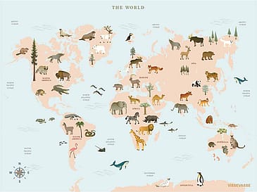 ViSSEVASSE Plakat 'World Map Animal' 50 x 70 cm