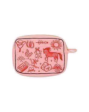 HABIBA Polly Embroidery Toiletry Bag Flamingo