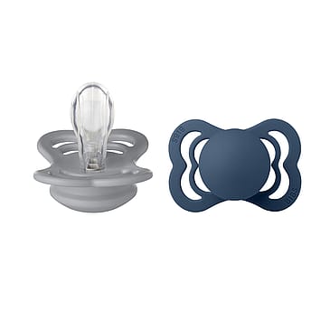 BIBS Pacifier Supreme 2 Pack Silicone Cloud/Steel Blue Size 1