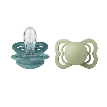 BIBS Pacifier Supreme 2 Pack Silicone Island Sea/Sage Size 1