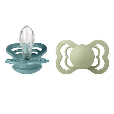 BIBS Pacifier Supreme 2 Pack Silicone Island Sea/Sage Size 2