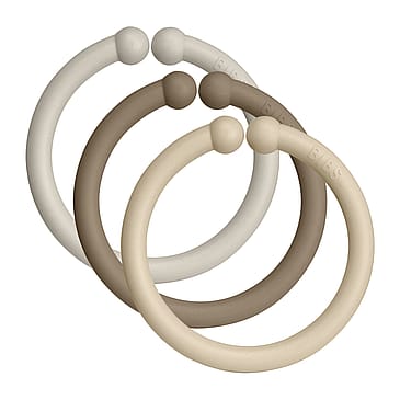 BIBS Loops Ophængsringe 12-pak Sand/Dark Oak/Vanilla