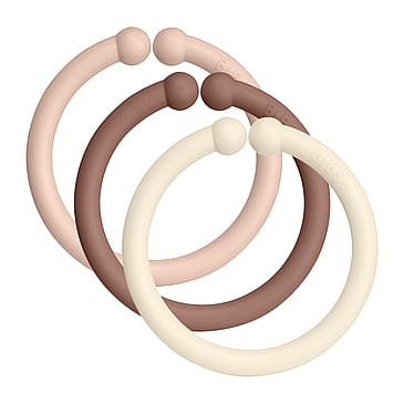BIBS Loops Ophængsringe 12-pak Blush/Woodchuck/Ivory