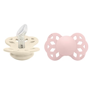 BIBS Infinity Silikone Sut Anatomisk 2-pak Ivory/ Blossom Str. 1