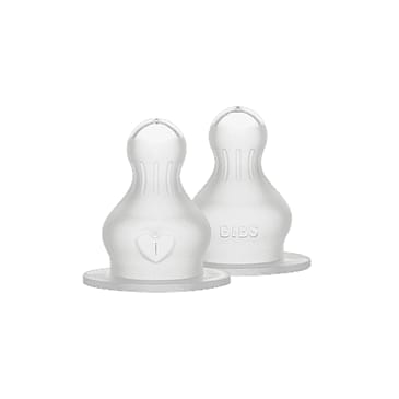 BIBS Flaskesut Silicone 2-Pak Nipple Round - Fast Flow