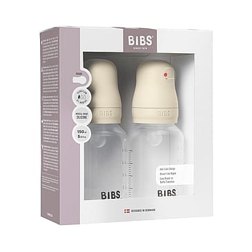 BIBS Sutteflaske Slow Flow Silikone 2-pak Ivory 150 ml