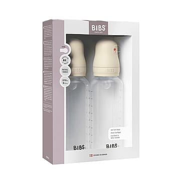 BIBS Sutteflaske Medium Flow Silikone 2-pak Ivory 270 ml