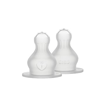 BIBS Baby Bottle Nipple Round Silicone 2-Pak Thick Flow