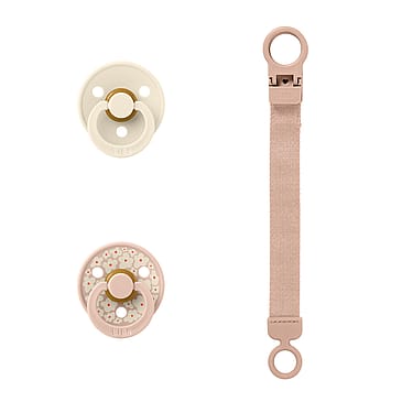 BIBS Pacifier & Clip Gift Set 3 stk. Blush Size 1