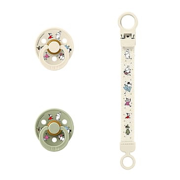 BIBS Pacifier & Clip Gift Set Ivory/Sage Size 2