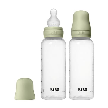 BIBS Baby Bottle Round Silicone Sage 270 ml 2-PK Sage 270 ml/ Medium Flow