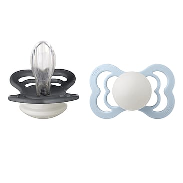BIBS Pacifier Supreme Glow/Baby Blue Glow 2-Pak  Silicone Size 2