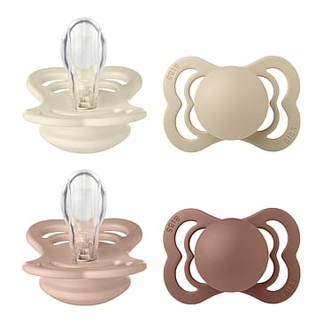 BIBS Supreme Silikone Sutter - 4-pak Ivory/Vanilla/Blush/Woodchuck Str. 1