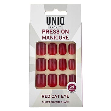 UNIQ Kunstige Negle med Lim Red Cat Eye