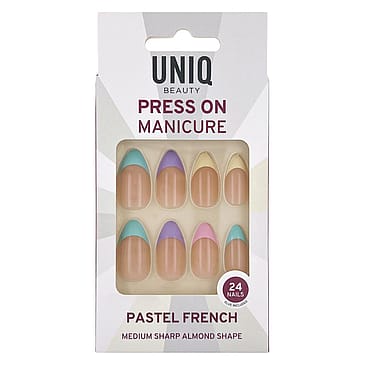 UNIQ Kunstige Negle med Lim Pastel French