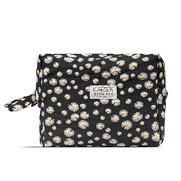 Karen Toilettaske Sort - Broderede Marguerittert L25 × H22 × B10 cm