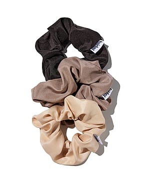 Hairlust Satin Silk Scrunchies Medium Coffee 3-pak