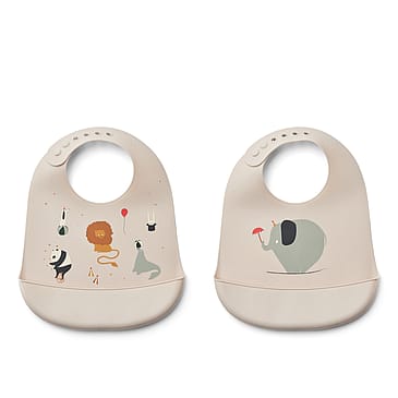 LIEWOOD Tilda Printed Bib 2-Pack Circus / Sandy