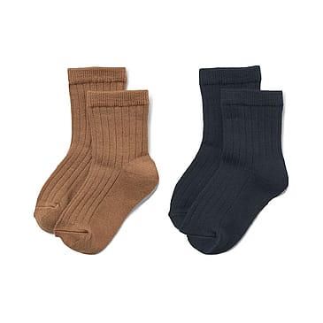 WHEAT Wool Rib Socks Vilde 2-pak Navy Str 21-24