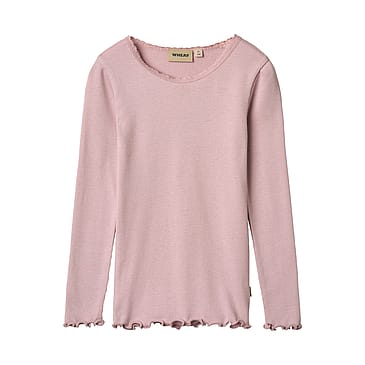 WHEAT Rib T-Shirt Long Sleeve Reese Lavender Mist Str 110/5 år