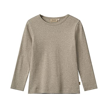 WHEAT Rib T-Shirt Long Sleeve Stig 2-pak Gravel Melange Str 140/10 år