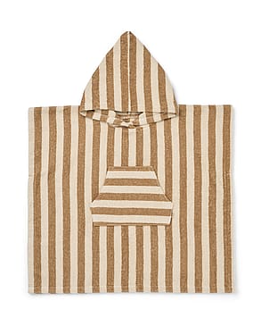 WHEAT Terry Poncho Lille Cappucino Stripe Str 110/5 år