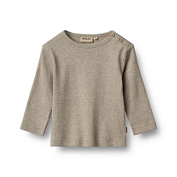 WHEAT T-Shirt Long Sleeve Milo Gravel Melange Str 92/2 år