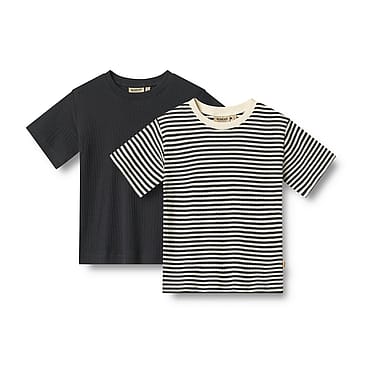 WHEAT Rib T-Shirt Short Sleeve Fabian 2-pak Navy Str 140/10 år